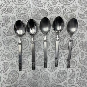 Danika by MSI Japan Stainless Steel Teaspoons Set of 5 Basketweave Pattern